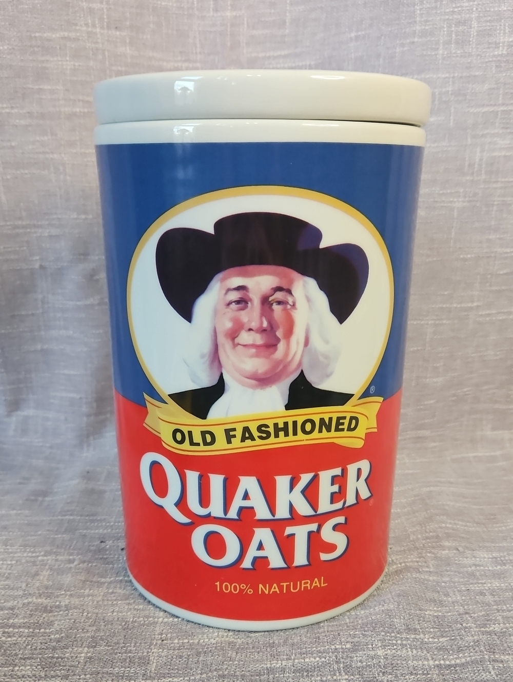 1997 Quaker Oats 120th Anniversary Ceramic Cookie Jar Canister w/ Lid